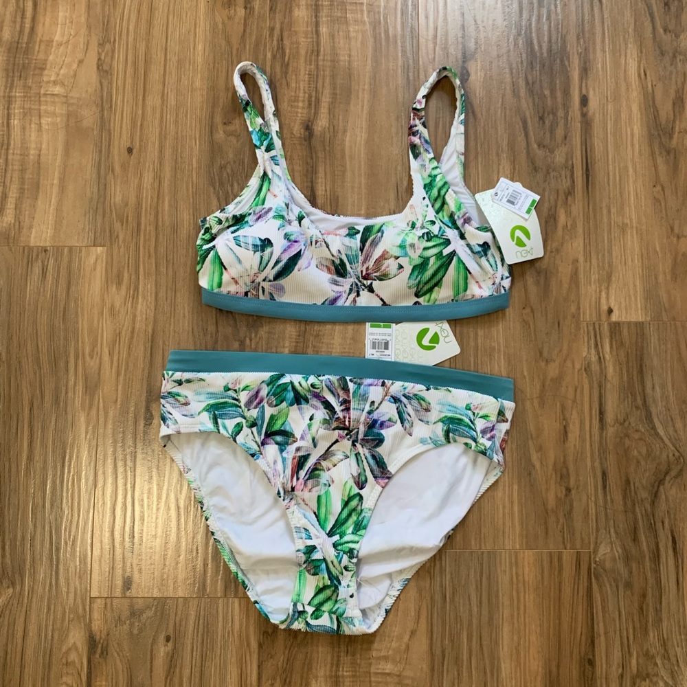 Ribbed Scoop Neck and High Waisted Bikini Set